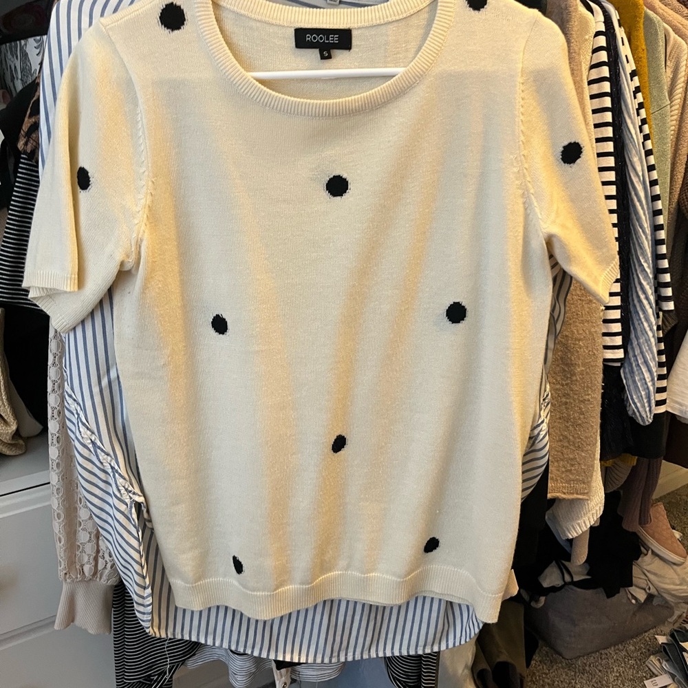 Roolee Cream Sweater with Black Dots